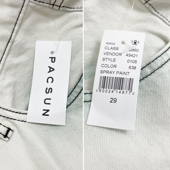 NWT PacSun Eco White & Green Mom Jeans Relaxed Fit Tapered Denim Size 29 | 8 NEW - Picture 11 of 13